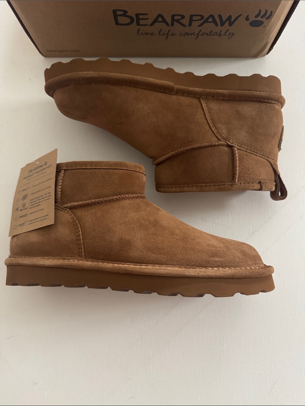 Bearpaw Suede Boots Womens 9 Shorty Brown Fleece